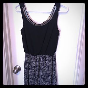 Neutral embellished neckline dress